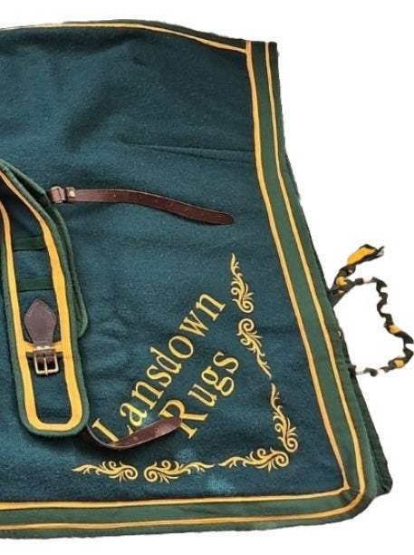 Lansdown Country Wool Show Rug - 5’9” Green with Yellow Binding