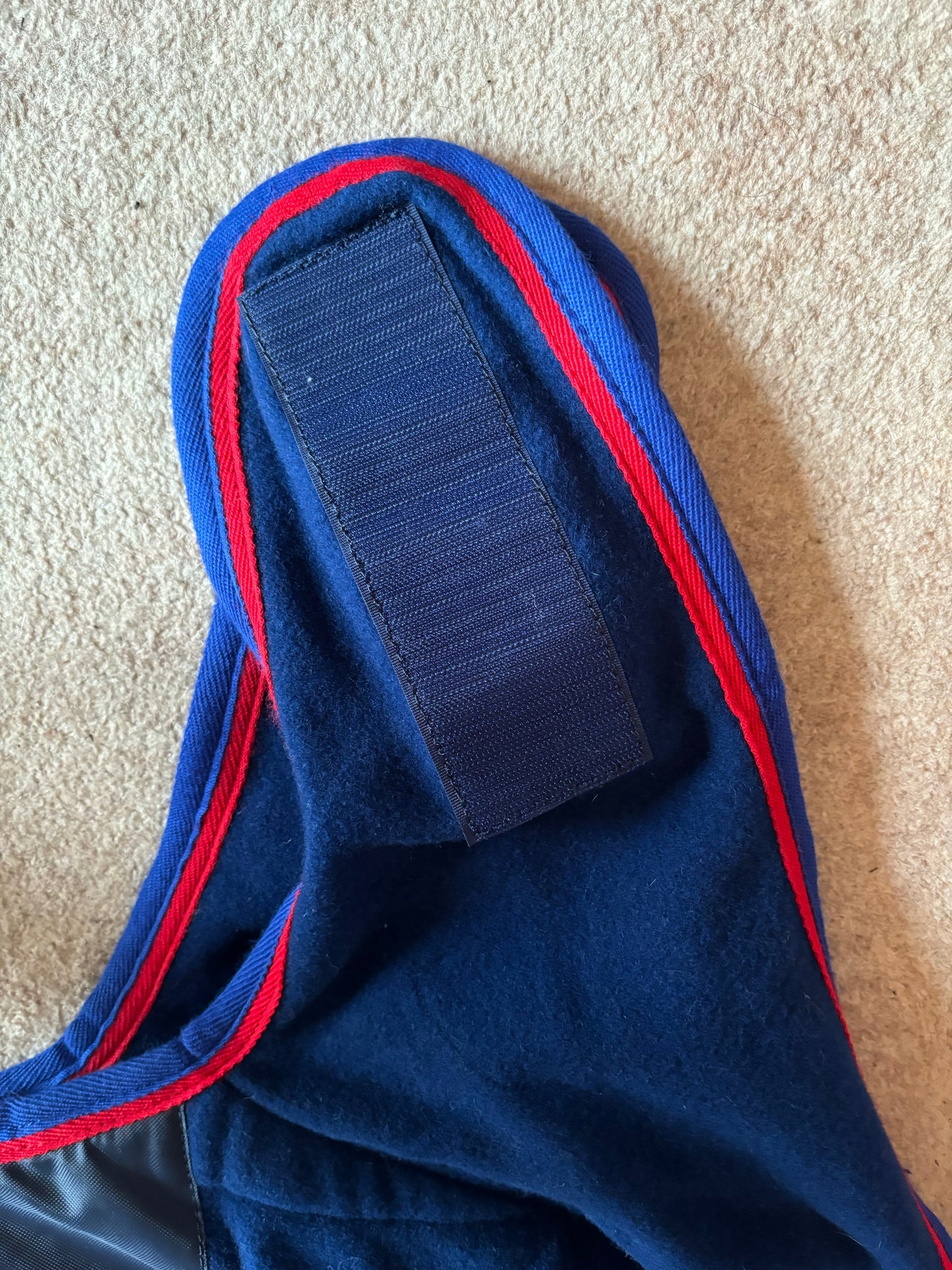 Lansdown Ride On Fleece Exercise Sheet Rug - Blue with Red and Blue Binding