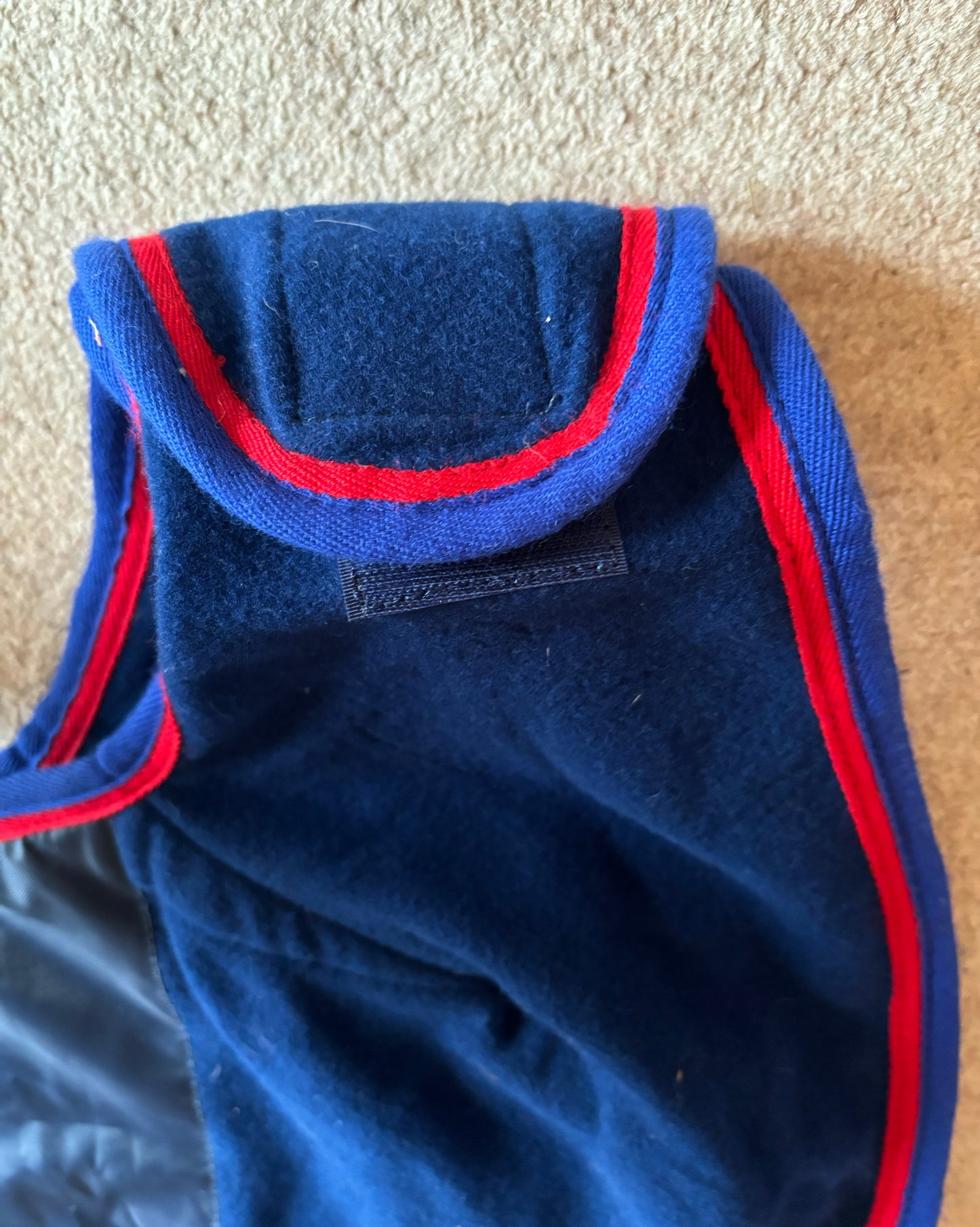 Lansdown Ride On Fleece Exercise Sheet Rug - Blue with Red and Blue Binding