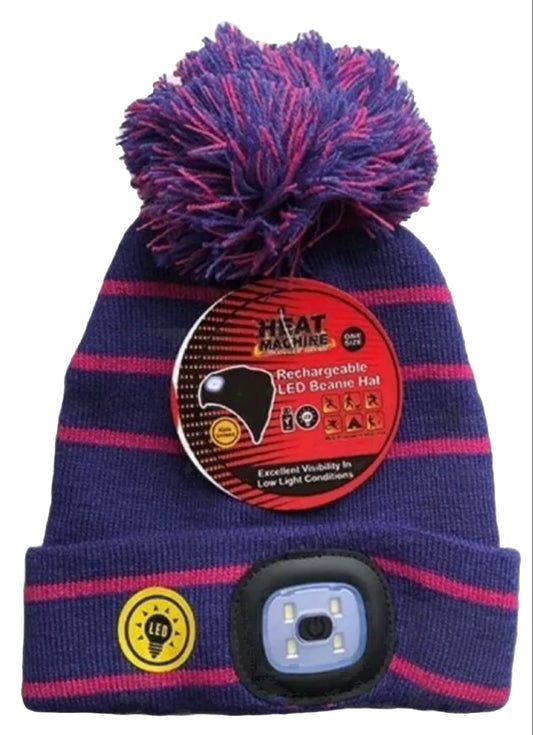 Heat Machine Beanie Hat with Rechargeable LED Light