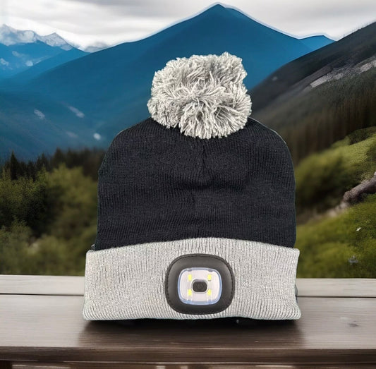 Kids Beanie Hat with Rechargeable LED Head Torch
