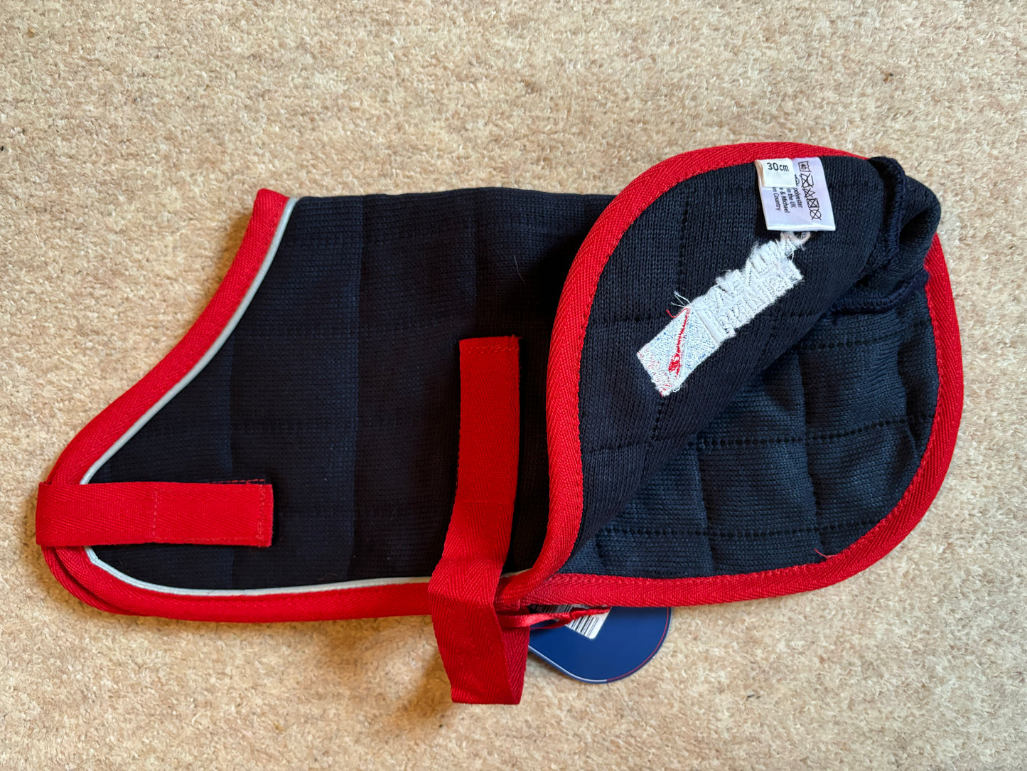 Therma Dry Dog Coat  - Lansdown British Eventing Navy Coat with Red and Reflective Binding