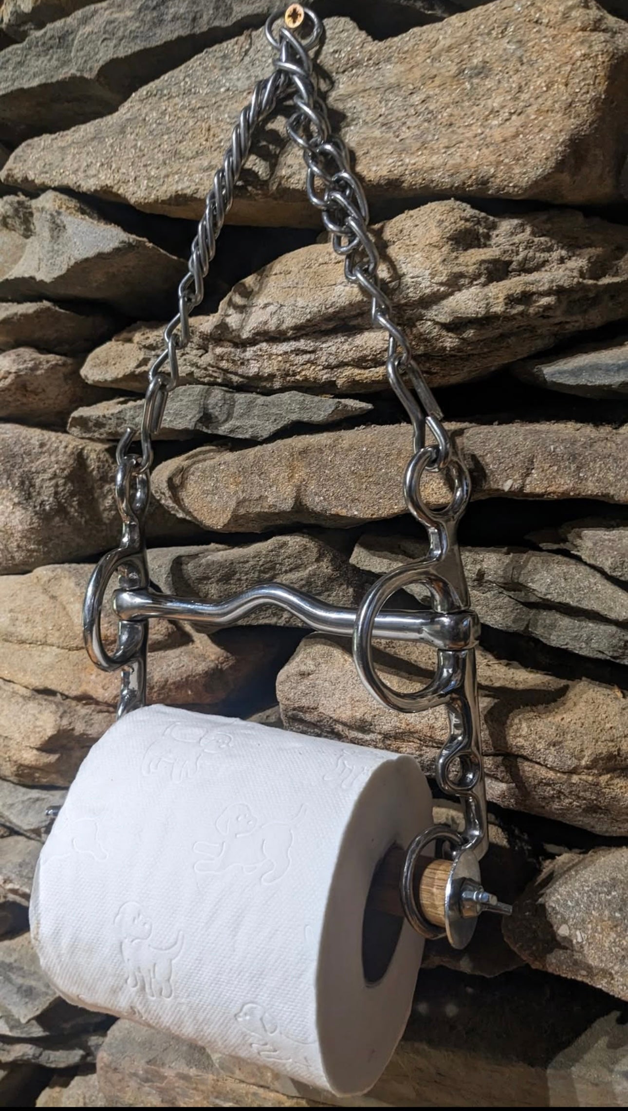 Handmade in Wales - Bathroom Toilet Roll Holder with Curb Chain