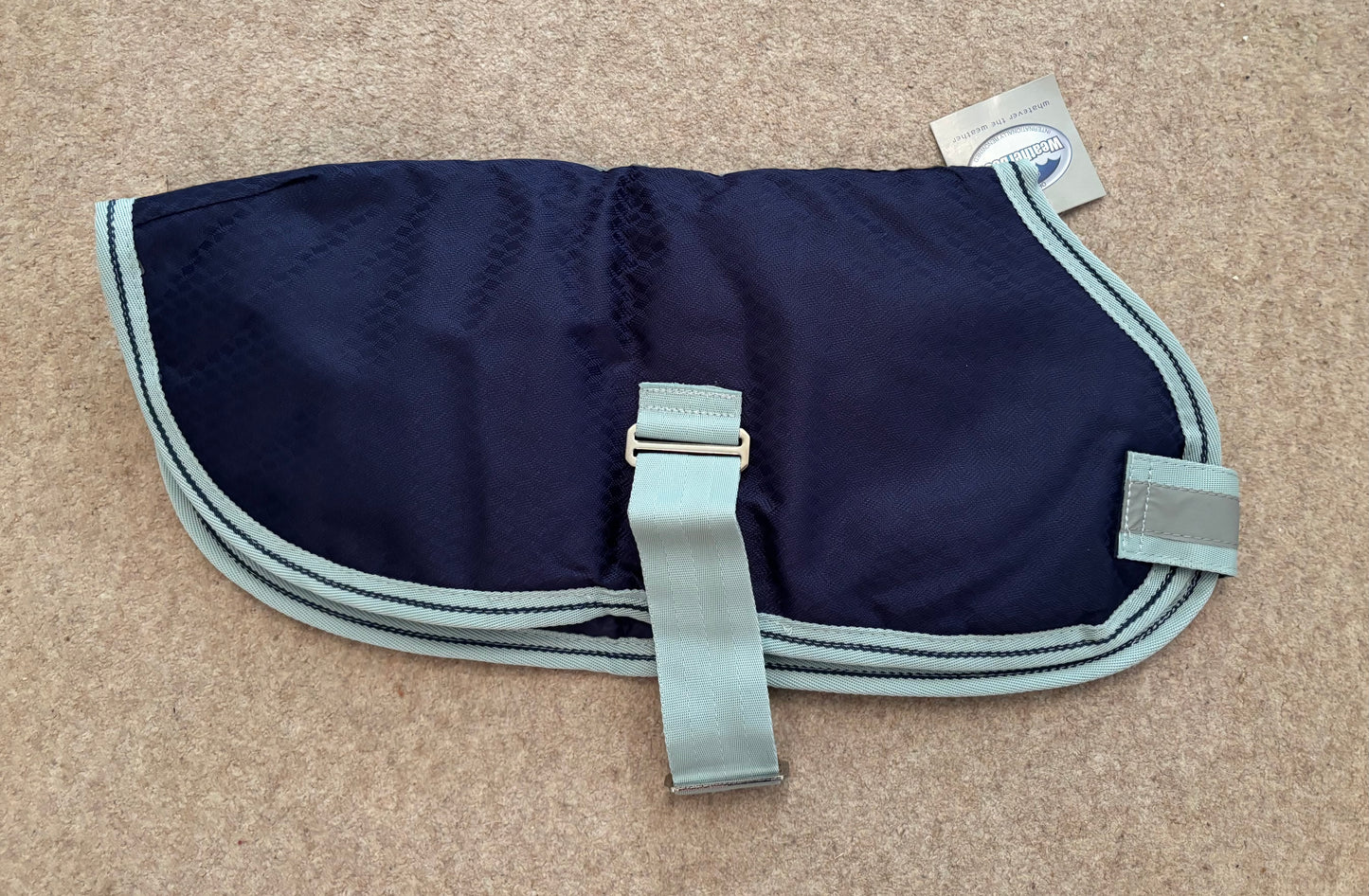 Weatherbeeta Landa Waterproof Dog Coat - Navy/Silver - 18" / 45cm