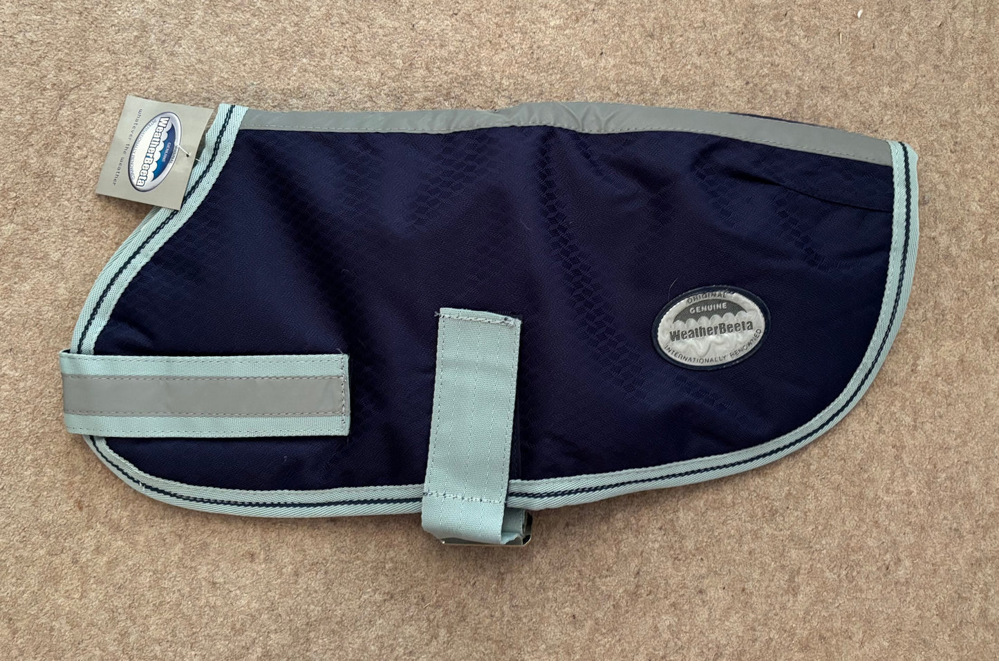 Weatherbeeta Landa Waterproof Dog Coat - Navy/Silver - 18" / 45cm