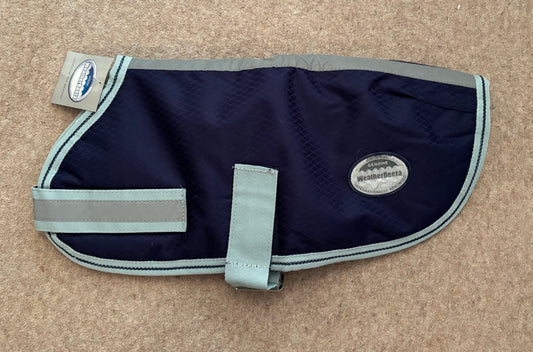 Weatherbeeta Landa Waterproof Dog Coat - Navy/Silver - 18" / 45cm